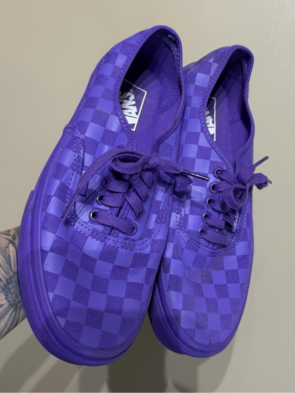 Vans Purple Tonal Checkboard Lace up Sneakers